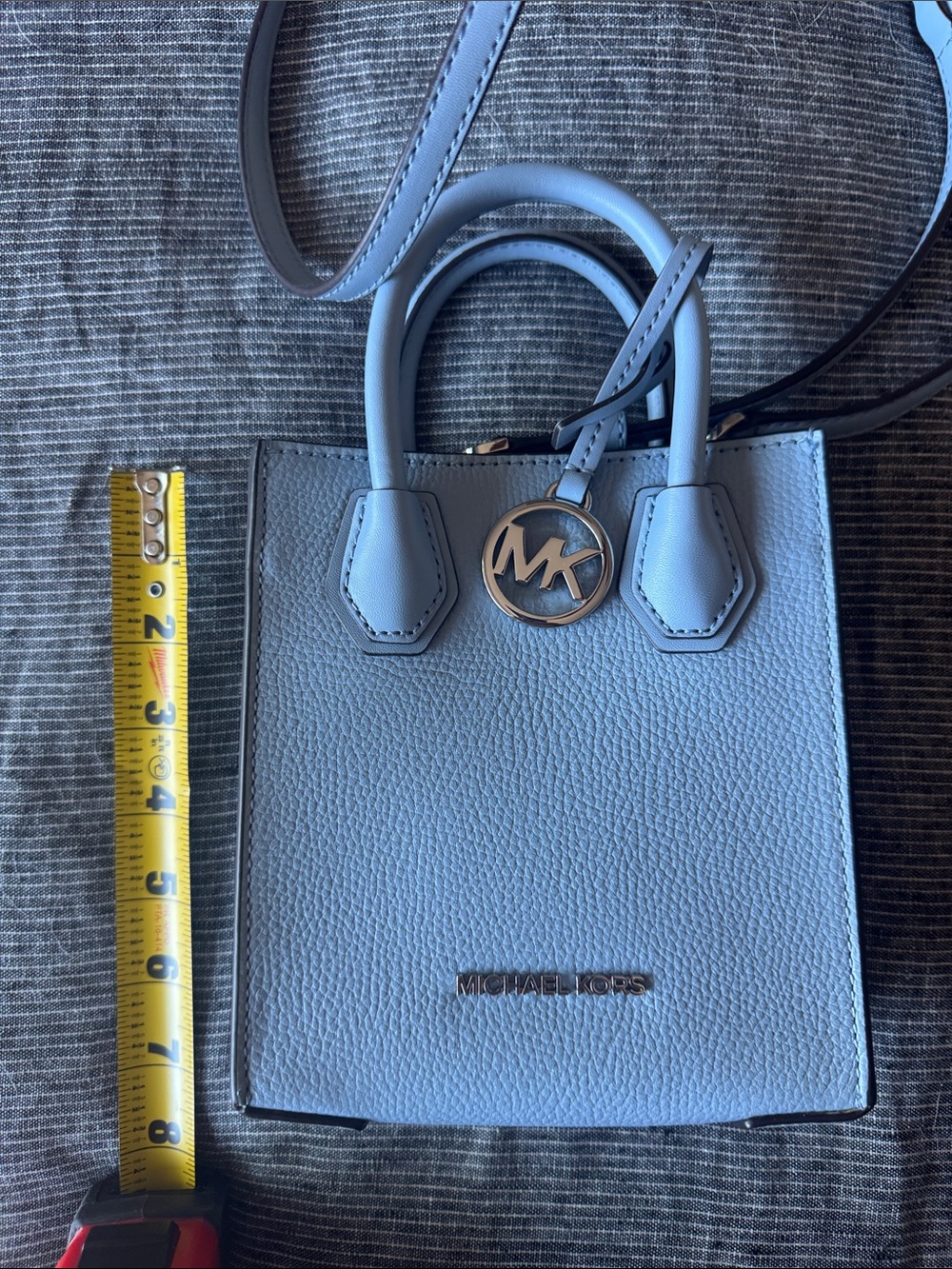 Michael Kors Light Blue Pebbled Leather Mini Tote Crossbody - Picture 3 of 6